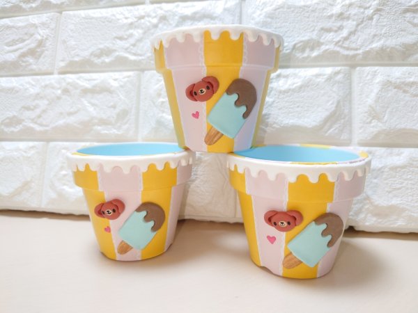 画像1: 2_ni_na_7さん さぼくまタン　アイスキャンディー鉢３号ピンク (1)